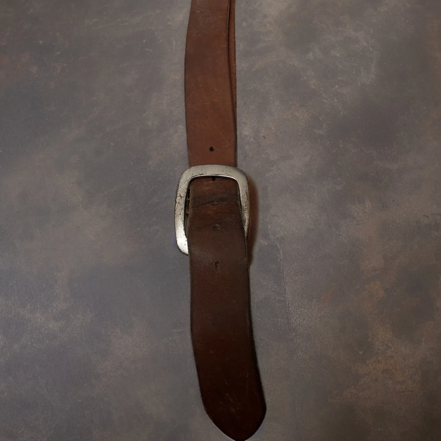 Vintage brown leather double roller buckle belts