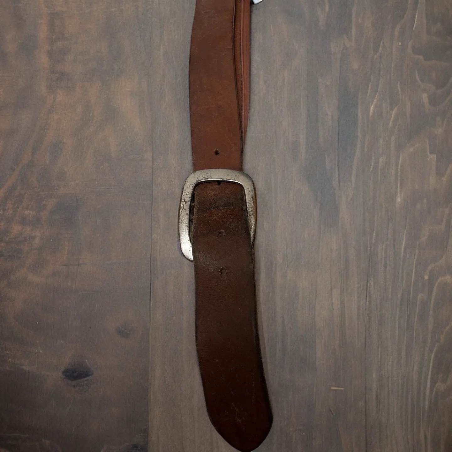 Vintage brown leather double roller buckle belts