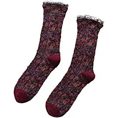 Wintergarden Frill Socks - Wine