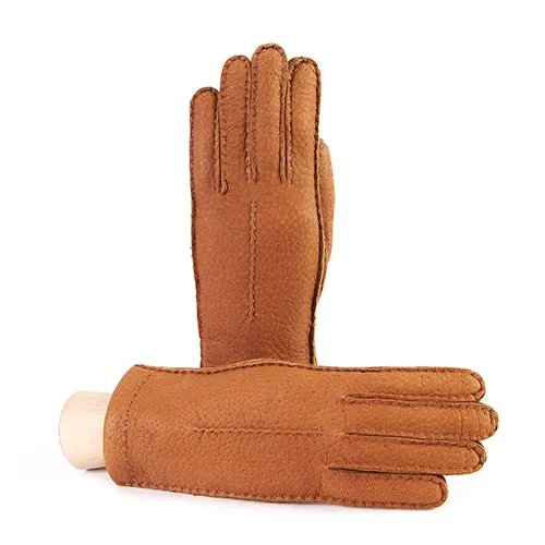 Women's cork peccary leather gloves entirely hand-sewn