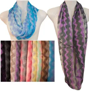 women's wavy patterned infinity scarves assorted Case of 24