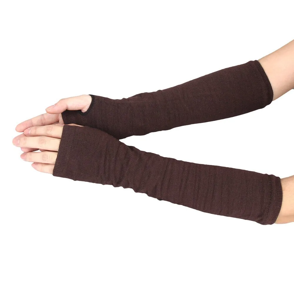 Women's Winter Knitted Fingerless Long Gloves