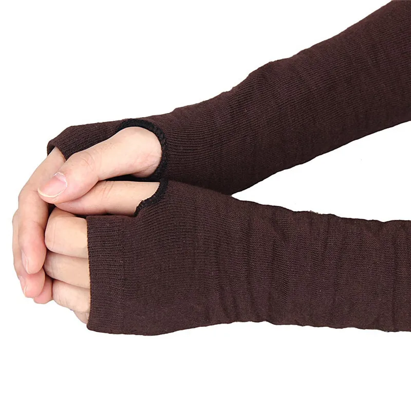 Women's Winter Knitted Fingerless Long Gloves